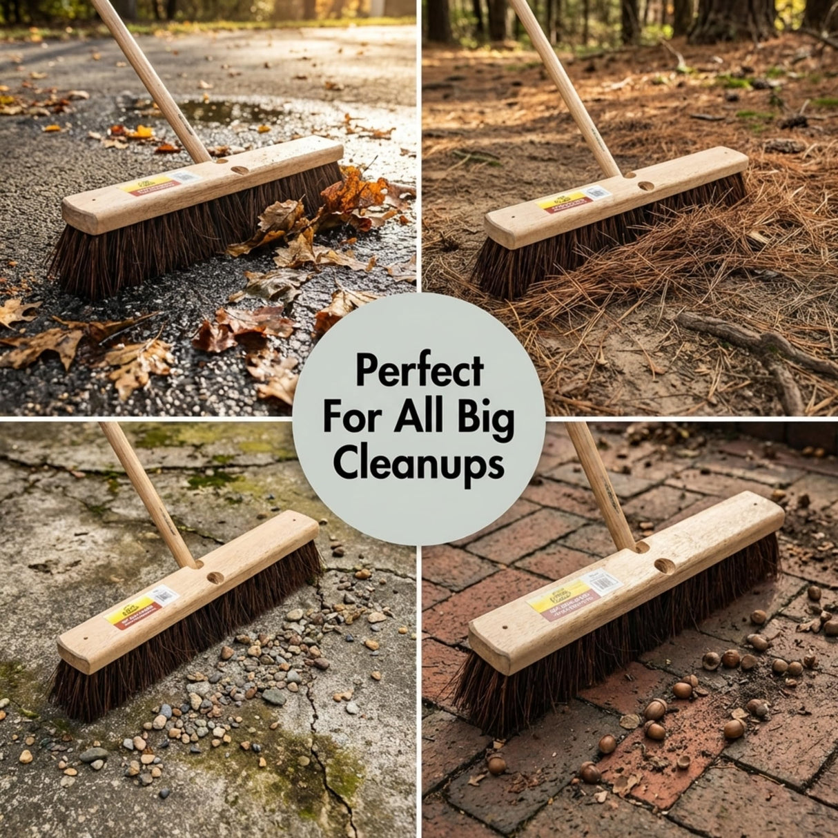 Bristles 4218 18” Push Broom Head for Indoor and Outdoor, Commercial Or Residential Use with Stiff Bristles for Heavy-Duty Work On Concrete, Patio, Garage, Stone Or Any Heavy Duty Cleaning