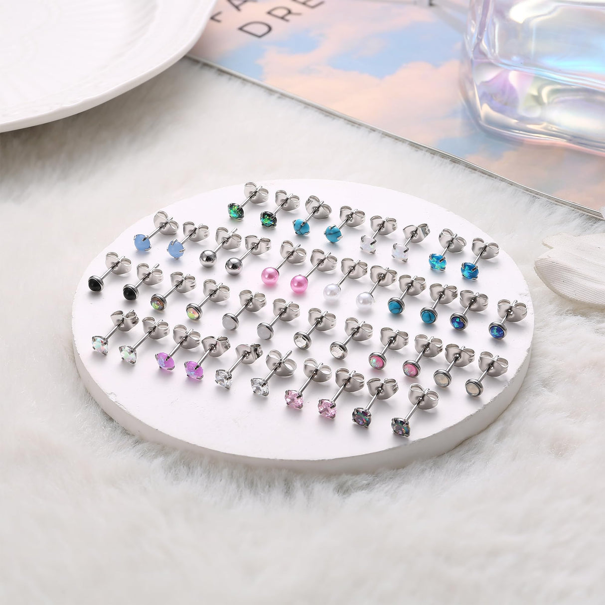 YADOCA 21 Pairs Hypoallergenic Surgical Steel Stud Earrings for Women Men