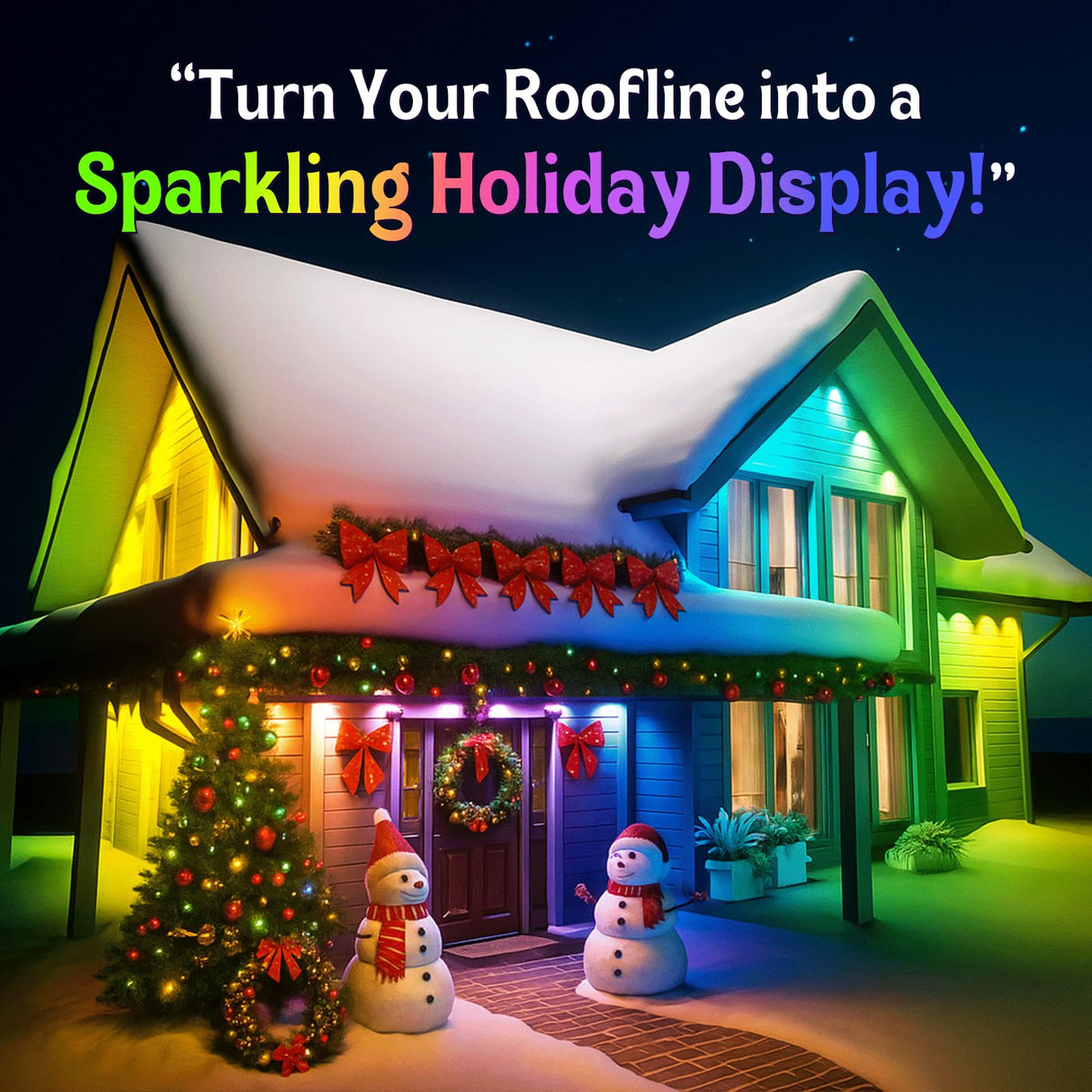 HUTAKUZE Permanent Outdoor Lights, 100FT with 60 RGB LEDs for Outdoor Decor, IP67 Waterproof, 48 Scene Modes Christmas House Lights,APP & Remote Control, Music Sync