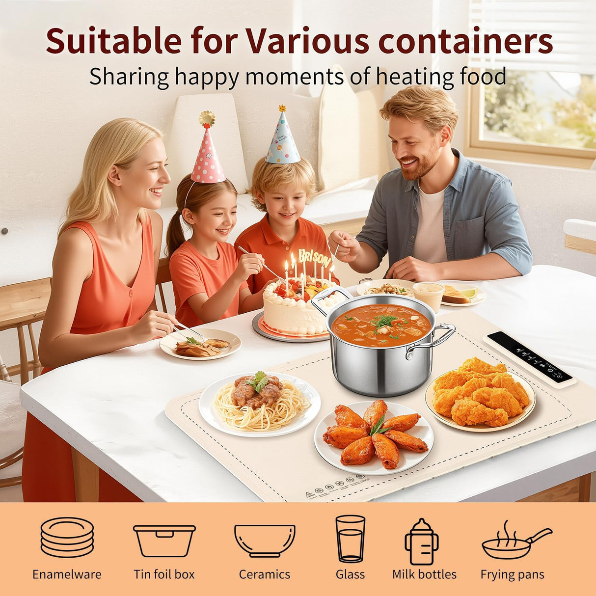 Warming Mat for Food - Electric Silicone Food Warming Tray for Buffet, Rollable Food Warmer Mat for Countertop, Fast Heating Mat with Timer and 4 Heat Levels, Portable Heating Pad for Parties Family
