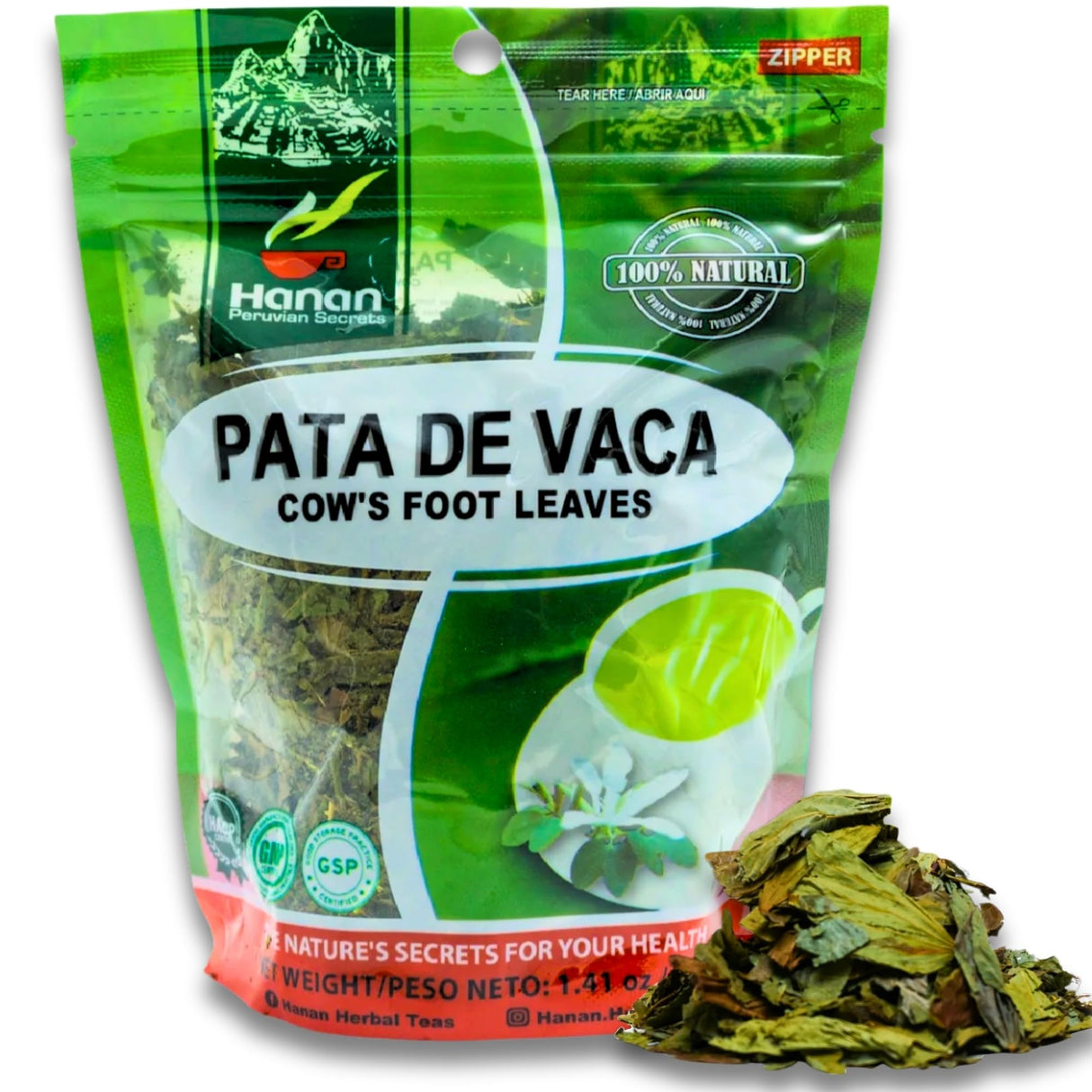 Hanan Pata de Vaca Tea Loose Leaf 40g or 1.4oz Cow’s Foot Leaves Herbal Tea from Peru Natural Plant Based Supplement