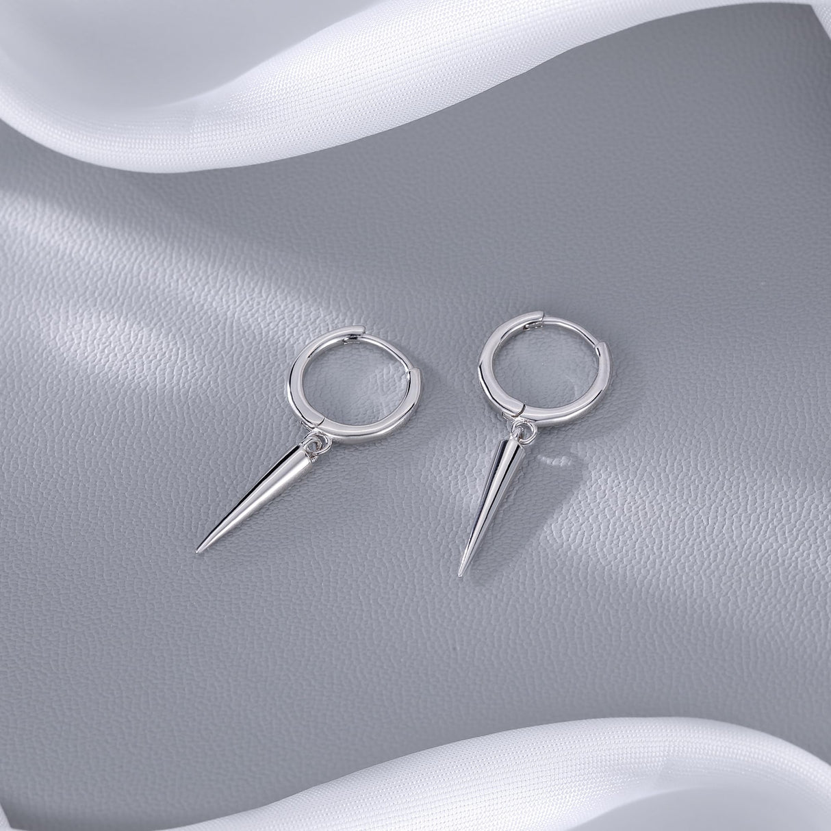 SLUYNZ Sterling Silver Spike Small Hoop Earrings for Women Teen Girls Geometric Hoop Earrings Huggie Drop (A-SILVER)