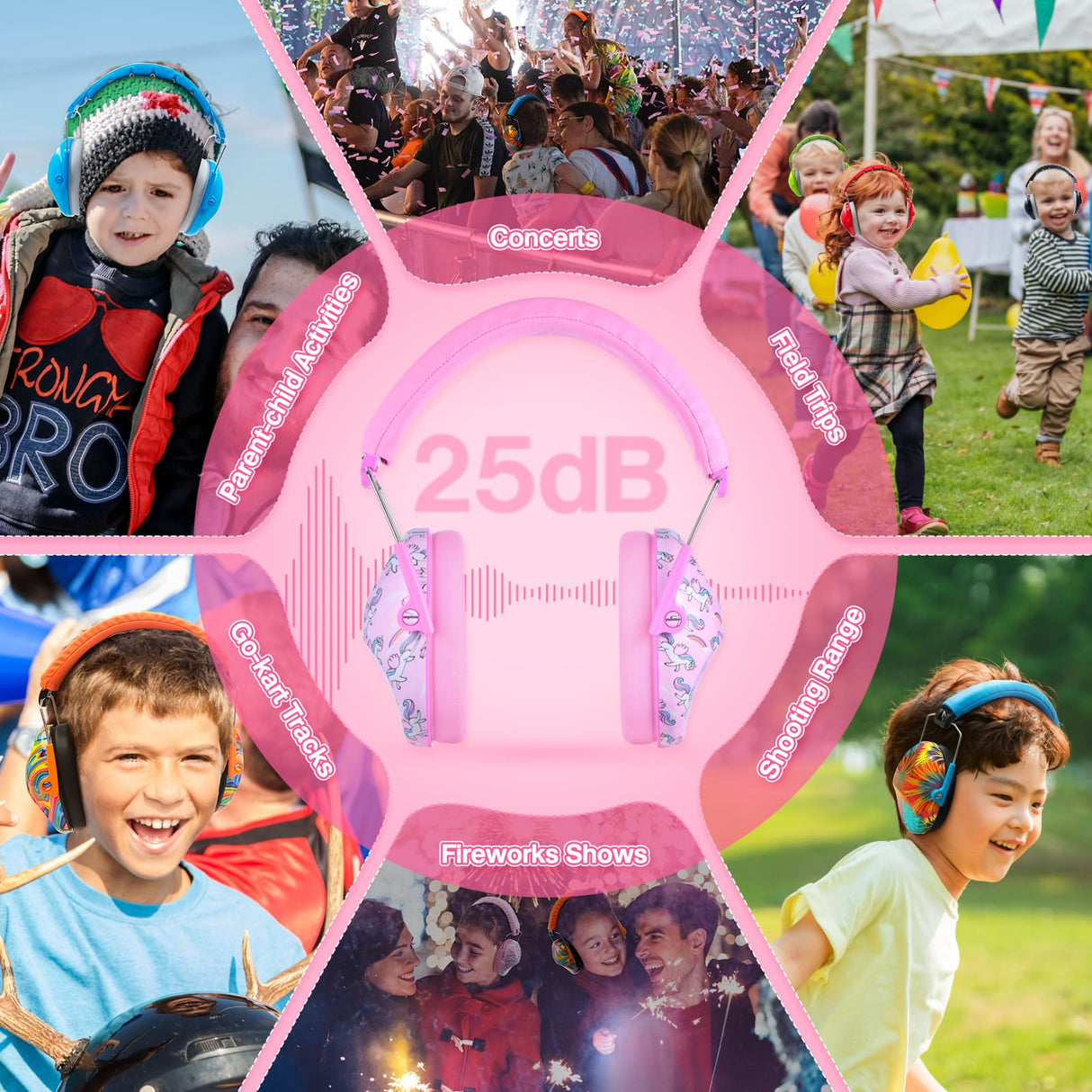 PROHEAR 032 Kids Ear Protection - Noise Cancelling Headphones Ear Muffs for Autism, Toddlers, Children - Pink