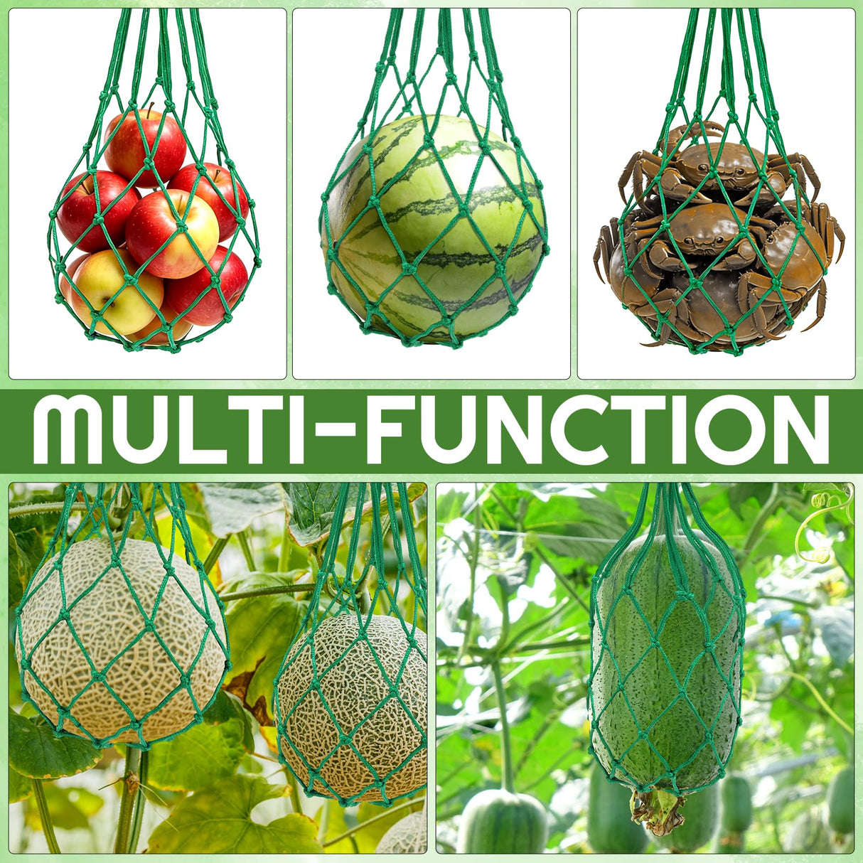 Hoemwarm 30 Pcs Watermelon Net Holder with 100 Cable Zip Ties, Heavy Duty Trellis Hammock Net Melon Support Holder Keep Watermelon Off of The Ground, Holds up to 22 Lbs