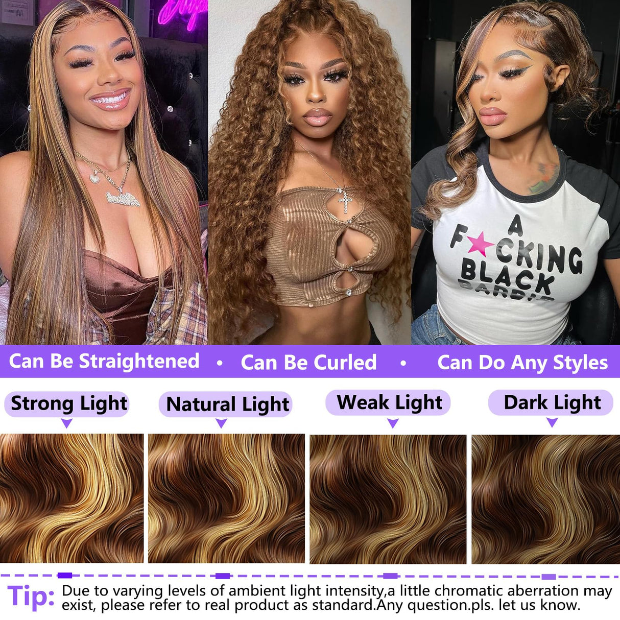 Honey Blonde Ombre Lace Front Wig Human Hair Highlight Body Wave 13X6 Lace Front Wigs Human Hair Pre Plucked HD Frontal 180 Density Glueless 4/27 Highlighted Human Hair Wig 26 Inch