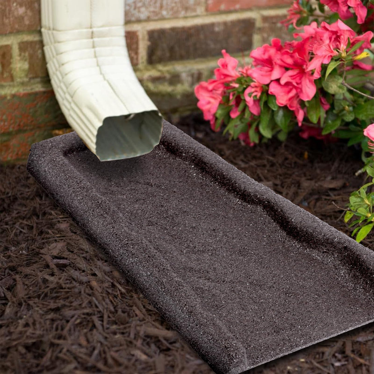 Sekcen 2 Pack Rubber Downspout Splash Block Rain Gutter Down Spout Drain Trays Brown