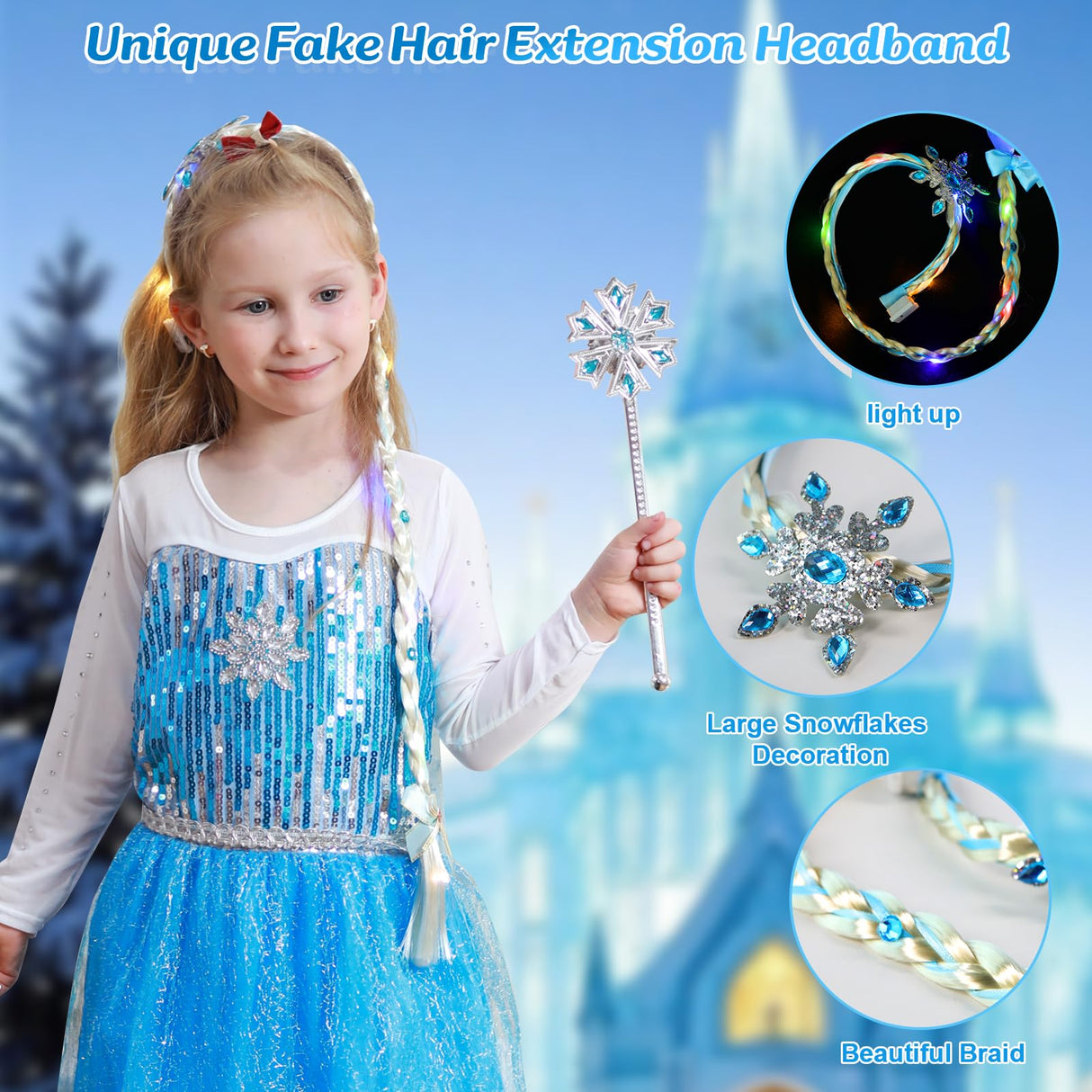 Meland Princess Dress Up for Girls – Light Up Halloween Costume for Girls Age 3-10, Princess Toys for Christmas Birthday Gift(M,5-6 Years)