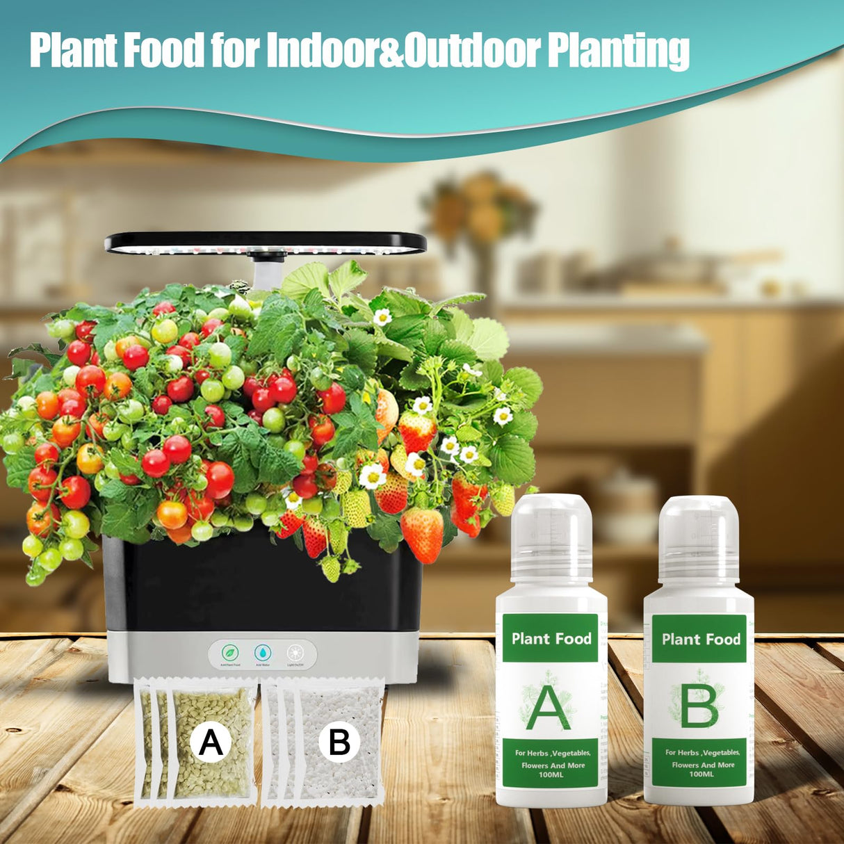 Hydroponics Nutrients (1000ml in Total), All Purpose Plant Food A & B, Hydroponics Supplies, Fertilizer for All Plants and Media, Hydroponics System Accessories for Vegetables Fruits Flowers Thrive