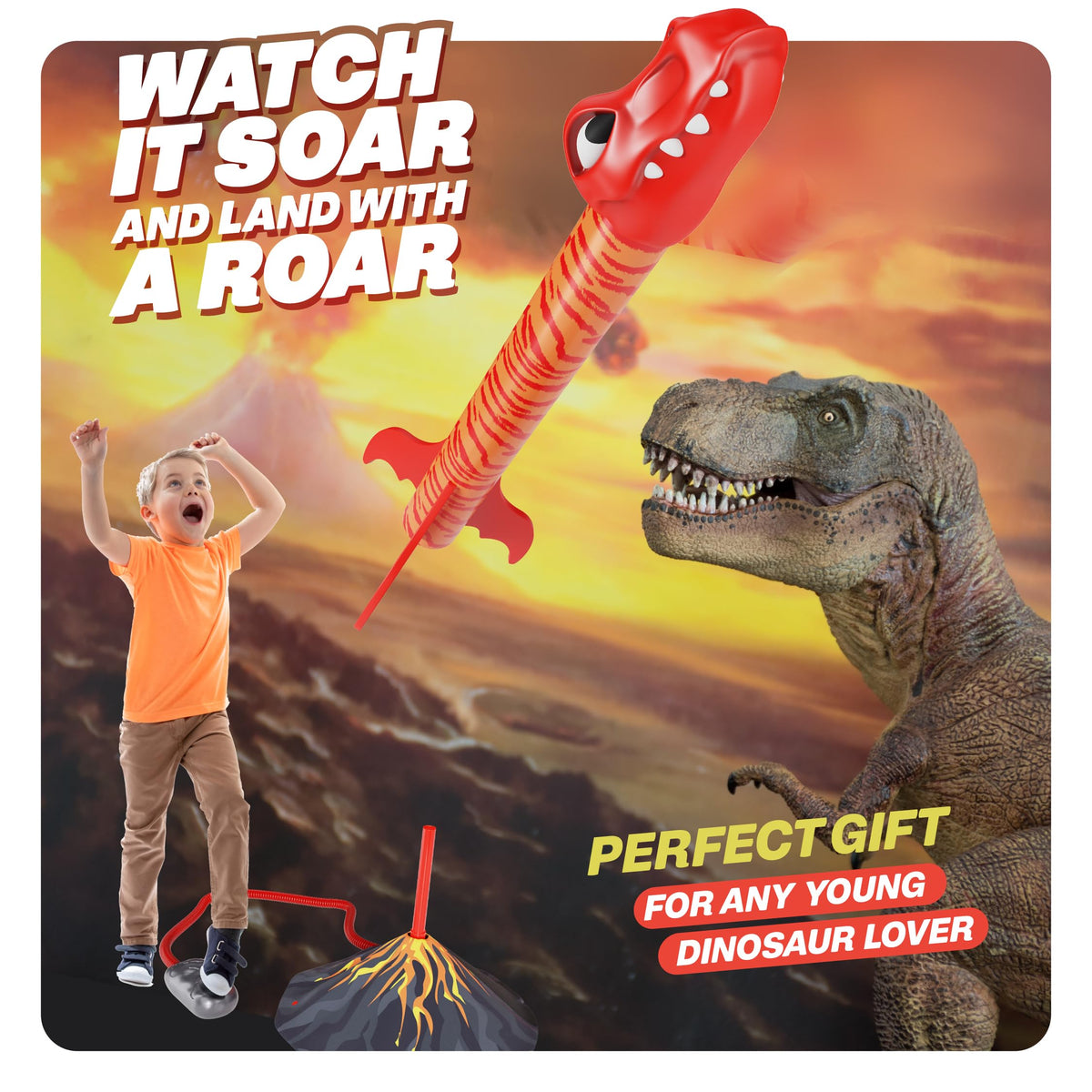 Dinosaur Toy Rocket Launcher for Kids - Birthday Toys for Kids 3-5 5-7 4-6