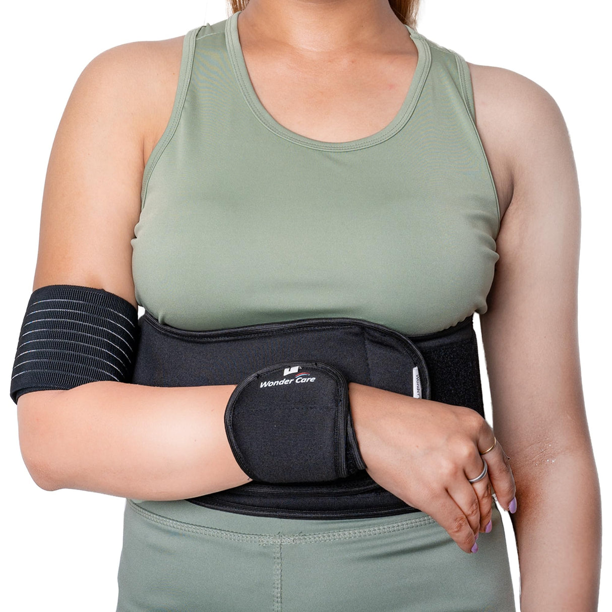Wonder Care-Left Right Shoulder Immobilizer Arm Sling Elastic Brace for Clavicle Collar Bone Dislocation Subluxation Shoulder stabilizer Compression Brace After Rotator Cuff Surgery - Black-Size 4
