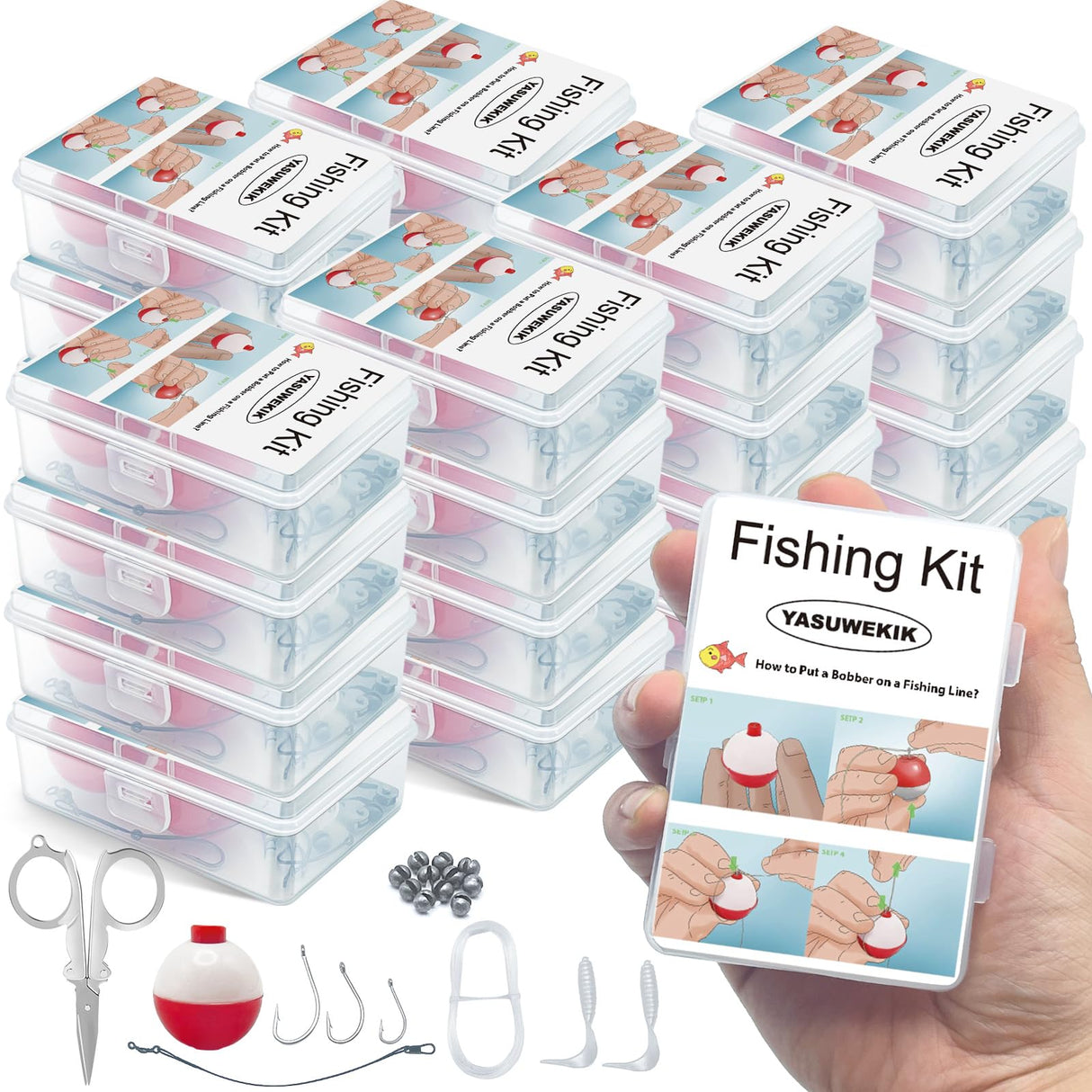 12 Pack Mini Fishing Kits Bulk Small Emergency Survival Fishing Kits Outdoor Compact Fishing Tackle Kits with Case for Beginner Christmas Shoebox Fillers for Age 9-14 Fishing Party Favors