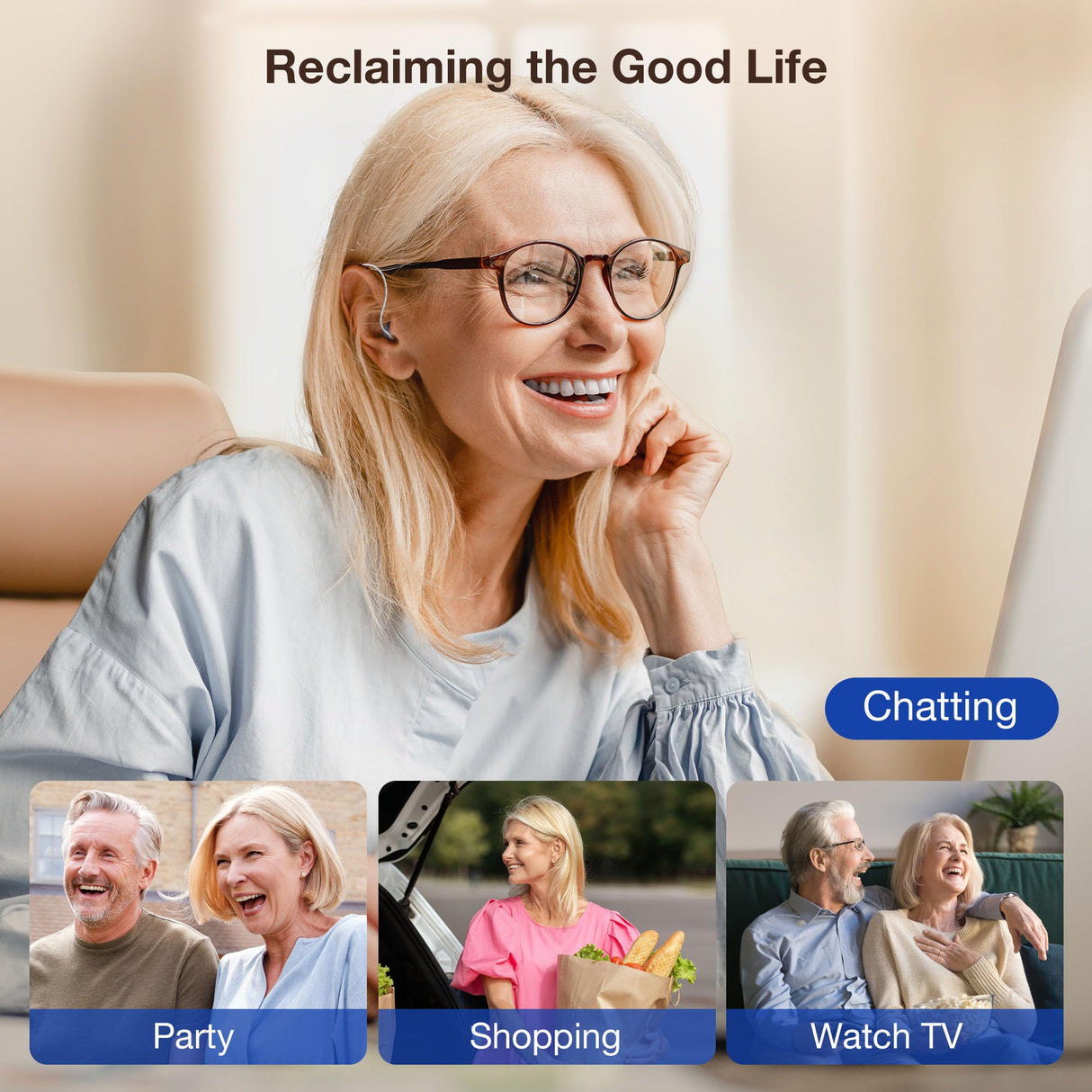 Hearing Aids for Seniors Rechargeable with Noise Cancelling, Hearing Amplifier with 5 Levels of Volume Adjustmen, Simple to Operate and Hear Clear Sound