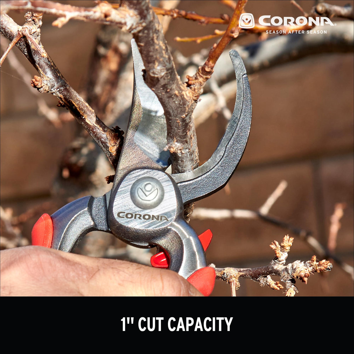 Corona Tools DualCUT Forged Steel Bypass Hand Pruner – 1″ Cutting Capacity Garden Pruning Shears for Branch & Stem Cutting