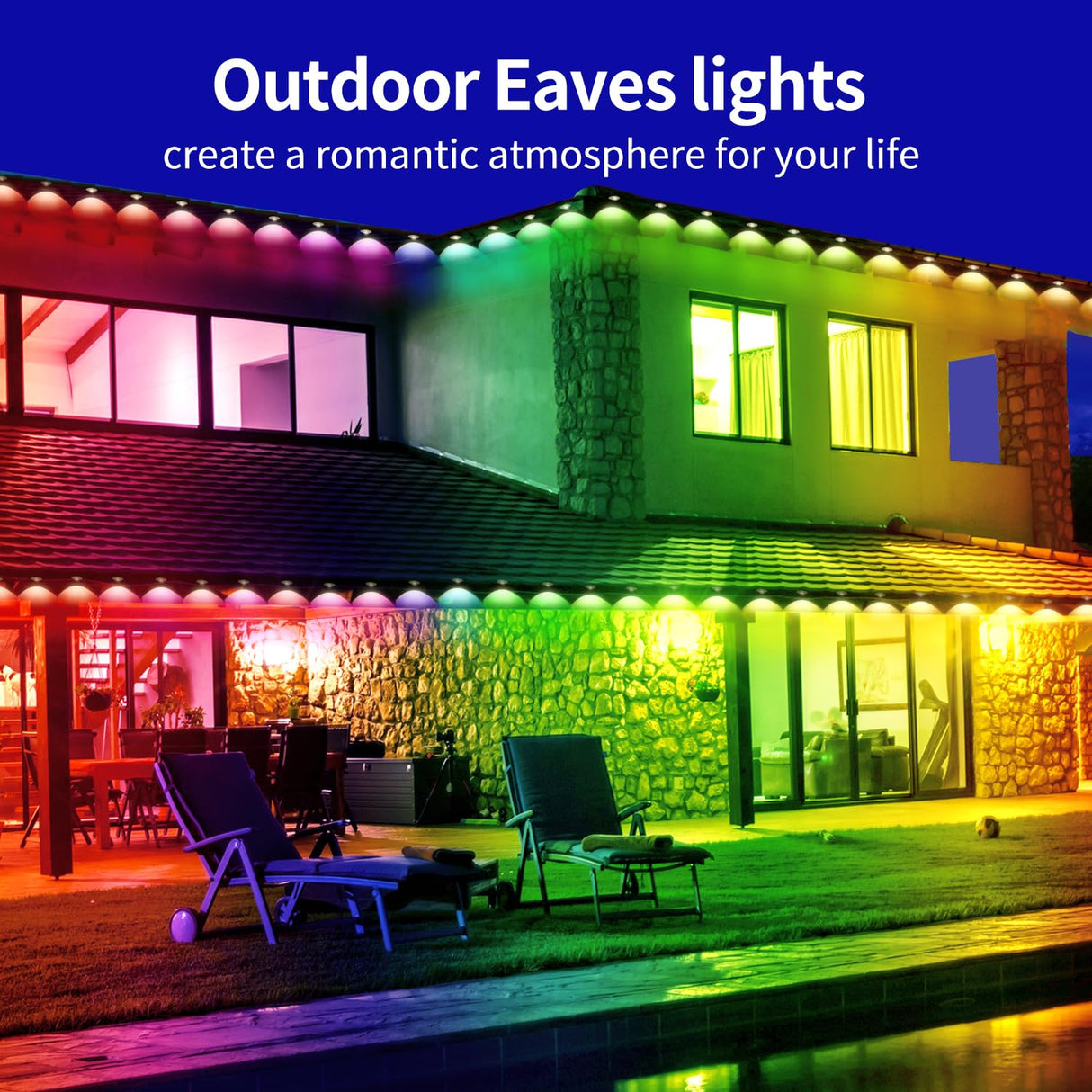 Yocrostar 300ft Permanent Outdoor Light,RGB Eaves Lights with App Control Remote,DIY IP67 Waterproof Under Eave Lighting,Outside led Lights for House,Party,Christmas Decorations(2 Rolls 150FT)