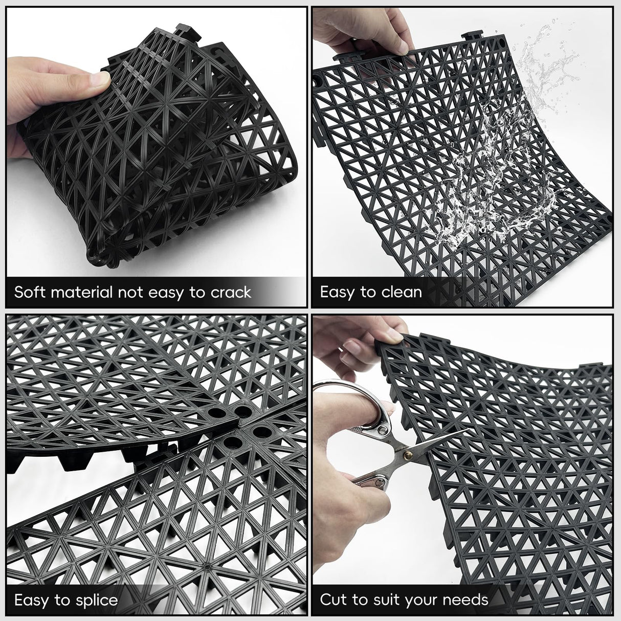 RITOLLO Modular Interlocking Cushion Drainage Floor Tiles, 9-Pack 11.8"x11.8" PVC Raised Non-Slip Interlocking Mats with Drain Holes for Deck, Pool, Garage, Shower, Patio, Bathroom, Sauna, Yard