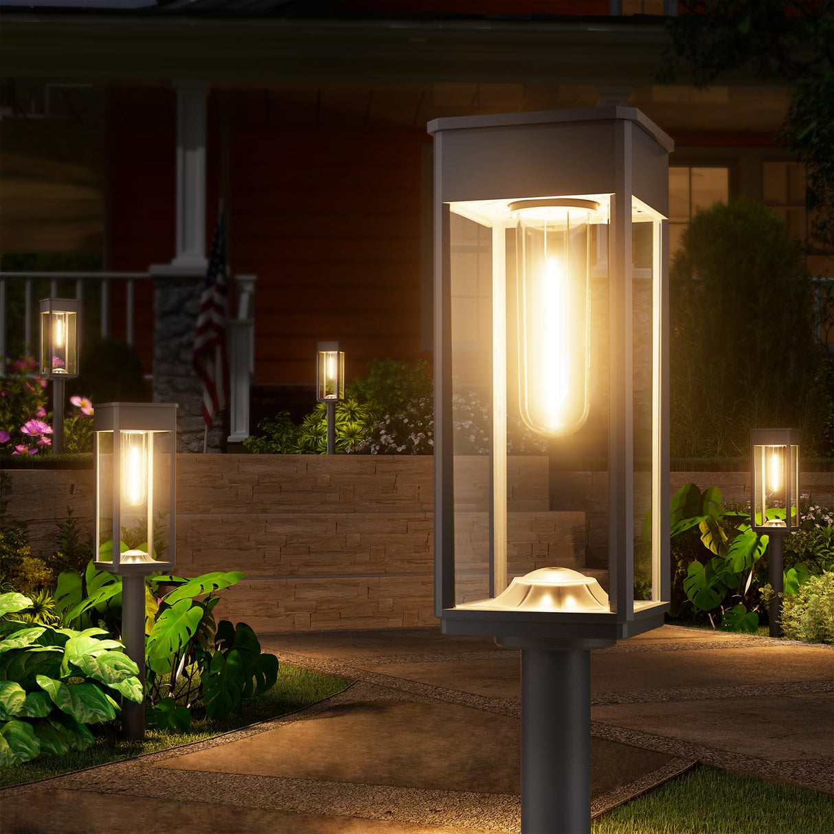 NEWMESSI Bright Solar Pathway Lights Outdoor, 6 Pack IP65 Waterproof Solar Garden Lights for Outside Lighting, Yard Path Lawn Walkway Driveway Landscape (Warm White)