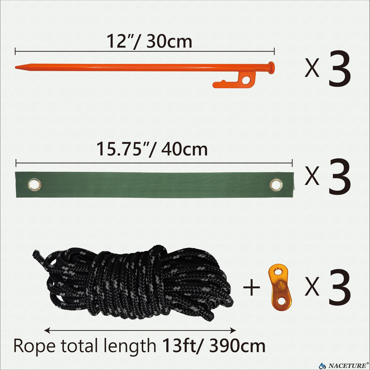 Tree Stake Kit – Heavy Duty Tree Stakes and Supports for Leaning Trees – Metal Stake for Straightening Kit with 3 Set Tree Stakes, for Staking and 13.12 Feet Tree Rope