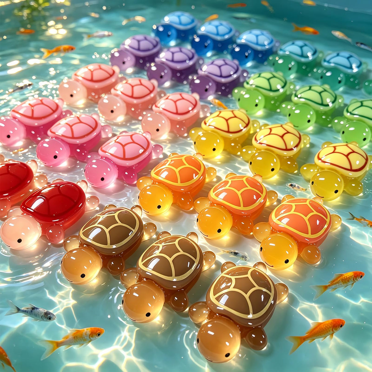 LIFCIUSO 30 Pcs Medium Glow in The Dark 3D Resin Turtles Miniature Garden Figurines,Accessories for Decorating DIY Dollhouse Fish Tank Fridge Wall Art, Safe, Durable, Non Fading