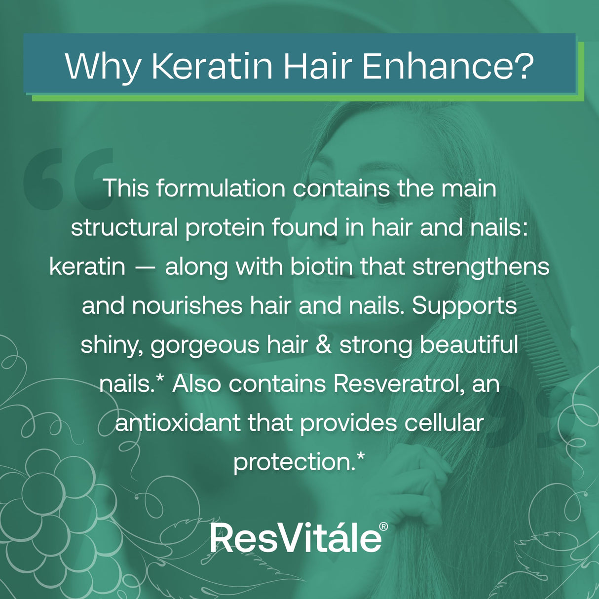 ResVitale Keratin Hair Enhance - Keratin Supplement for Hair Growth - 60 Capsules