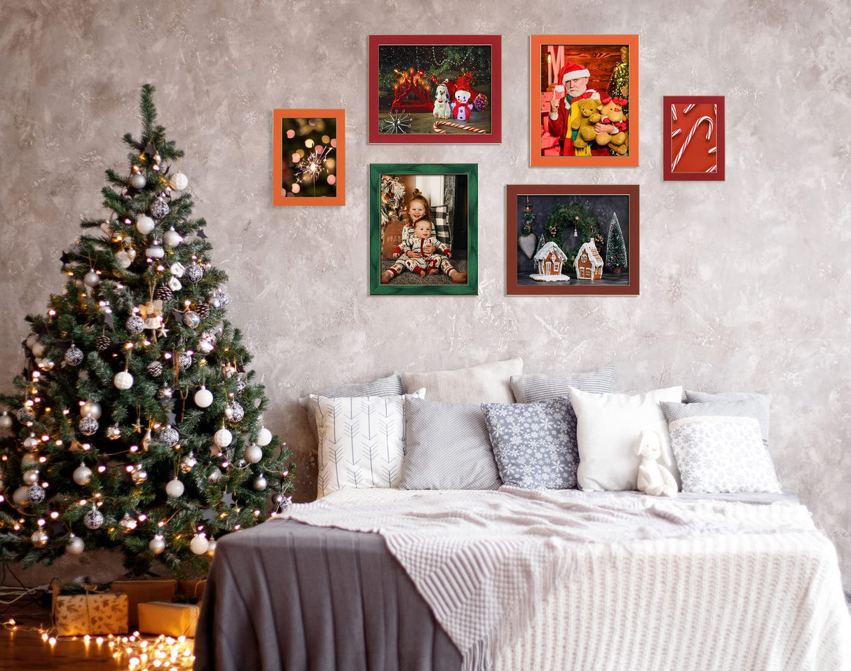 VIOLABBEY 5x7 picture frame set of 4, Modern photo frame with HD Real Glass, Family Friends Gift for Halloween and Christmas, Wall Mounted or Tabletop Display