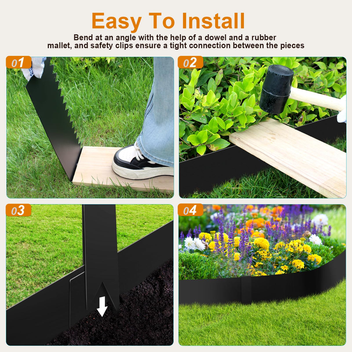 Meyoppm 20ft. 40" L × 4" H Metal Landscape Edging, 6 Pack Garden Border