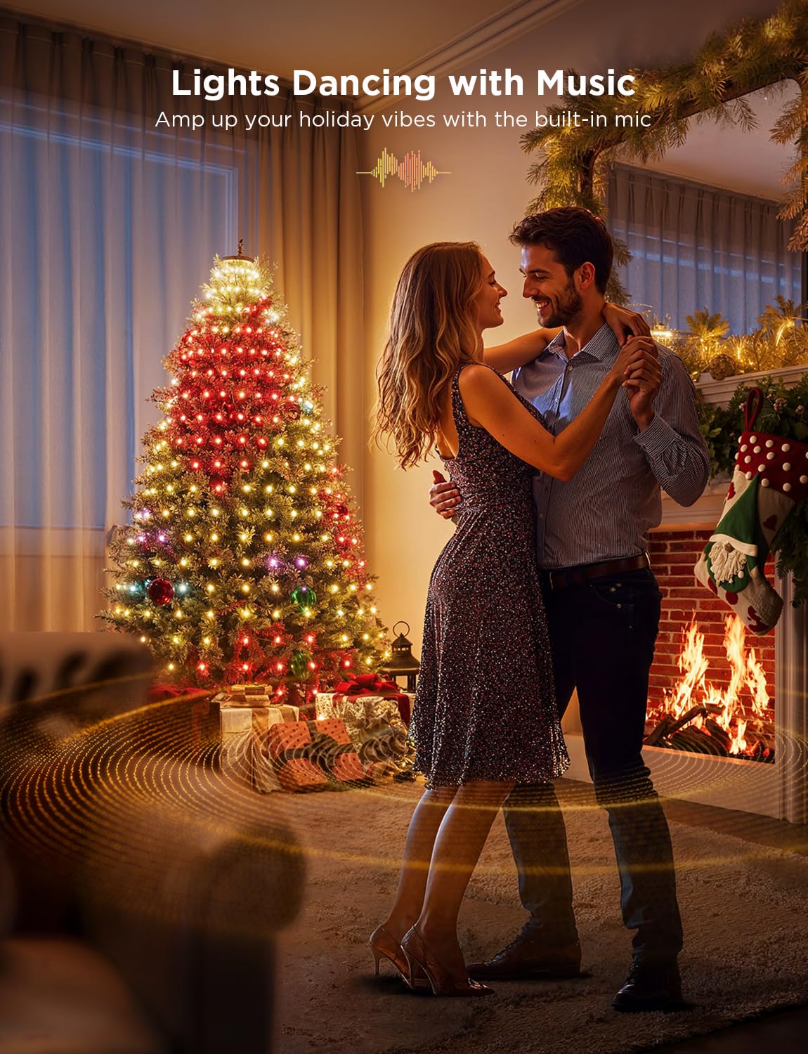 Govee Christmas Tree Lights, Smart RGBIC 480 LEDs Christmas Lights, 6.6ft × 24 String Lights for Holiday Decorations, Music Sync, Voice and APP Control, 60+ Scene Modes, Green Wire, Adapter