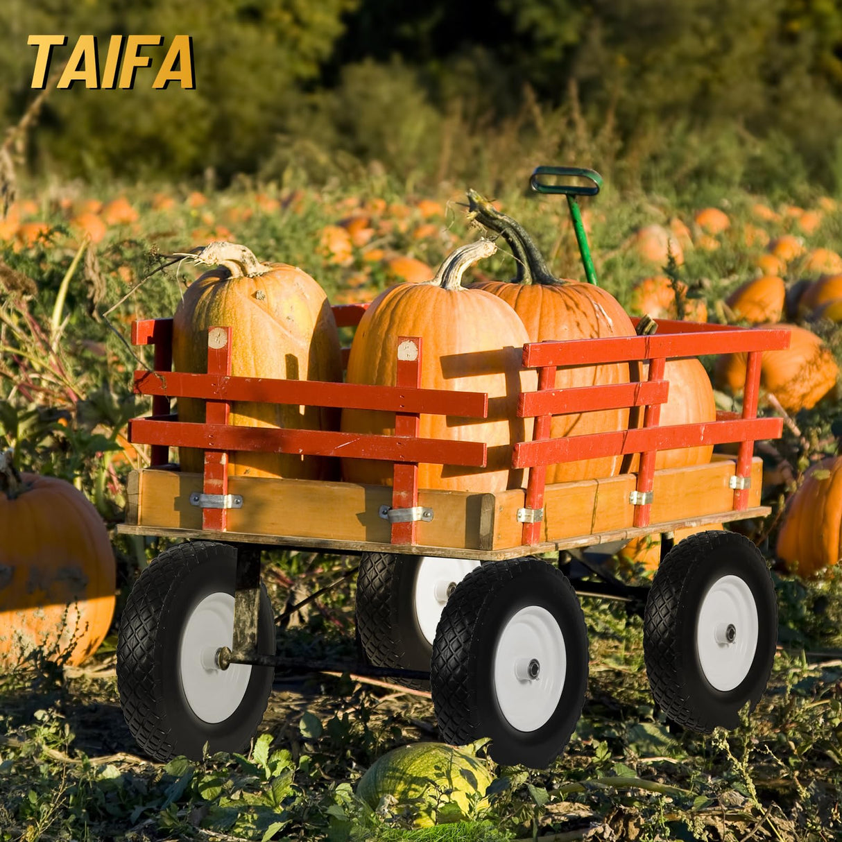 Taifa 2 PCS 16 Inch Rubber Solid Flat Free Tires and Wheels 4.80/4.00-8 with 3/4'' Axle Bore Hole, Air Less Wheel for Wheelbarrow/Wagon/Hand Truck/Trolley/Garden Cart etc.