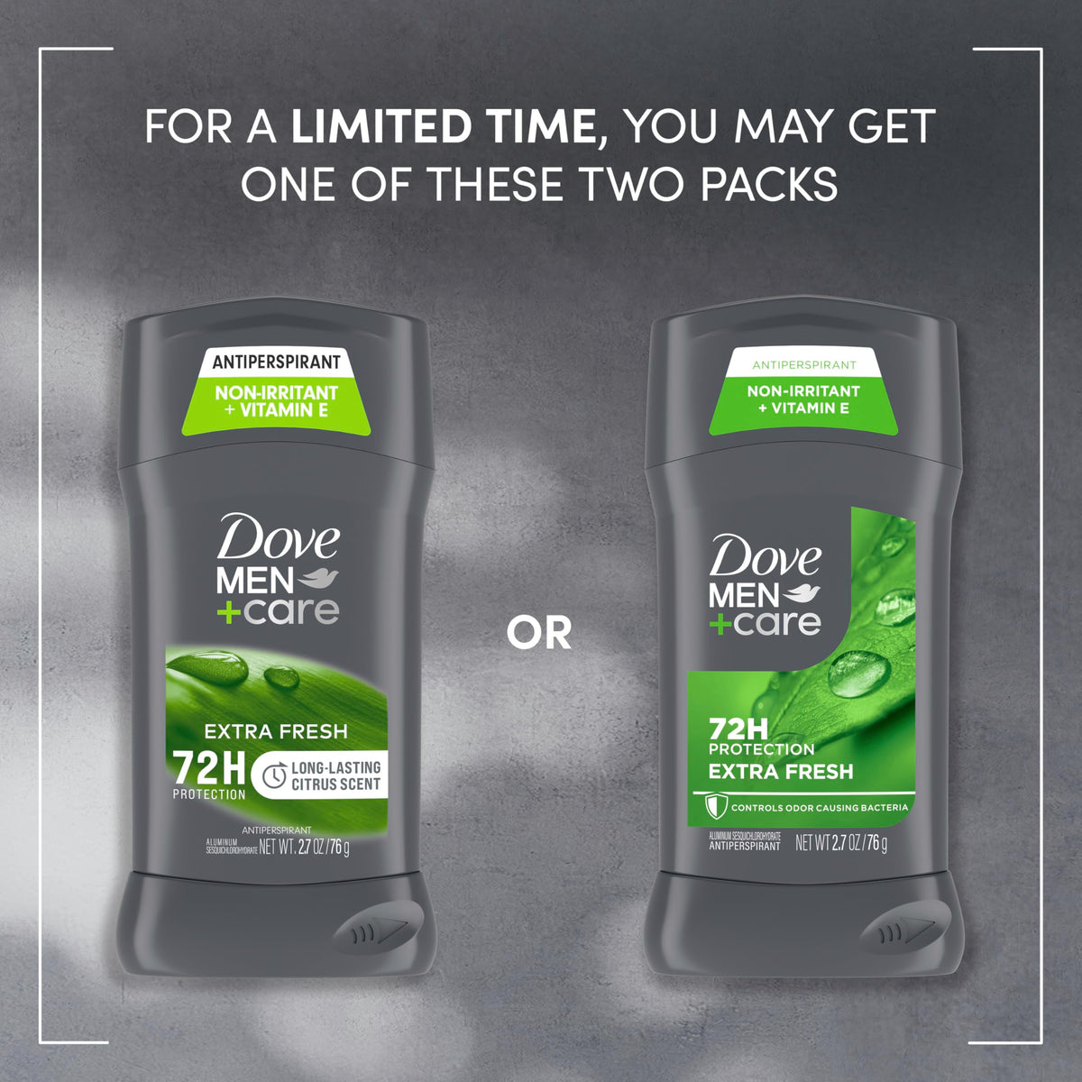DOVE MEN + CARE Antiperspirant Deodorant Stick Extra Fresh, 4 Count, 2.7 oz