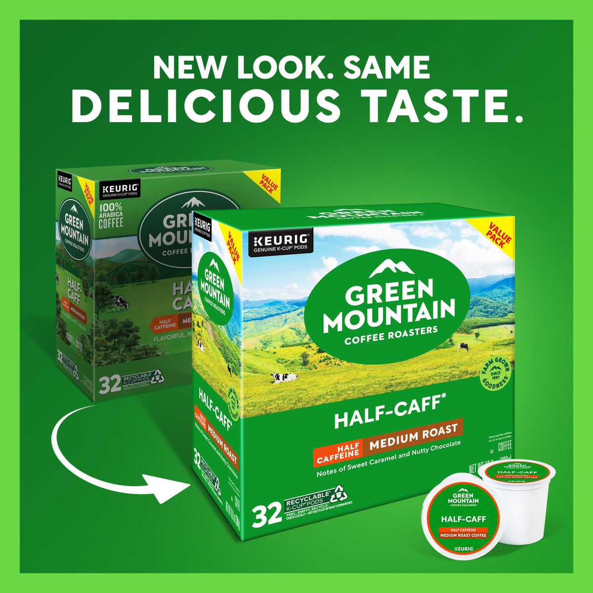 Green Mountain Half-Caff Coffee, K-Cup Pods, 32 Count
