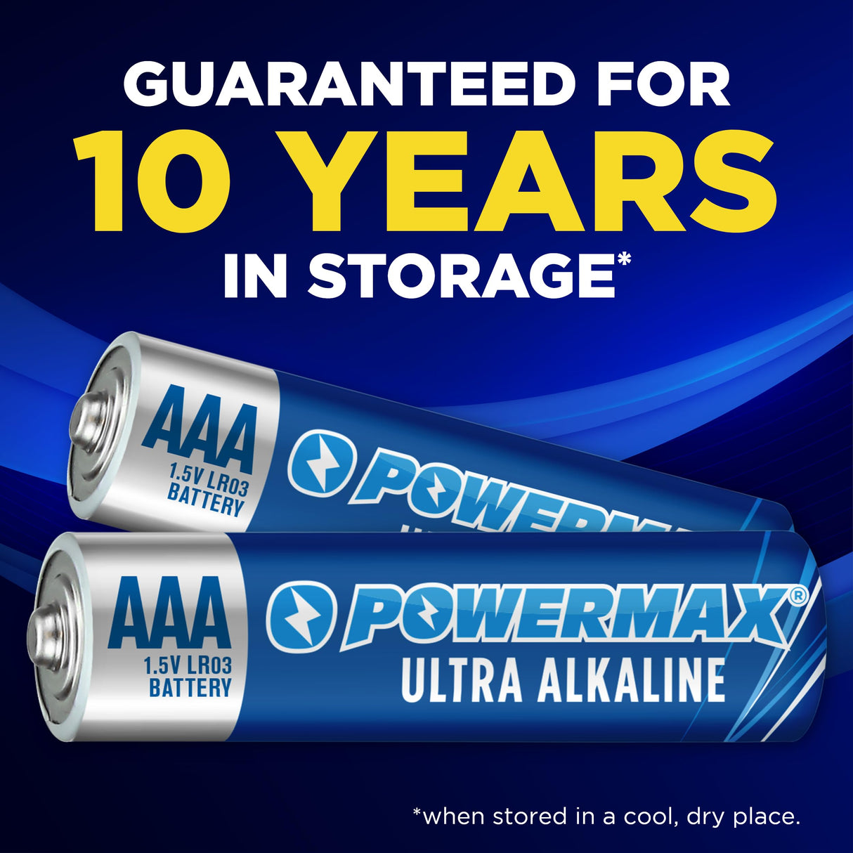 Powermax 100-Count Triple AAA Batteries, Ultra Long Lasting Alkaline Battery for Home and Office, 10-Year Shelf Life, Reclosable Packaging