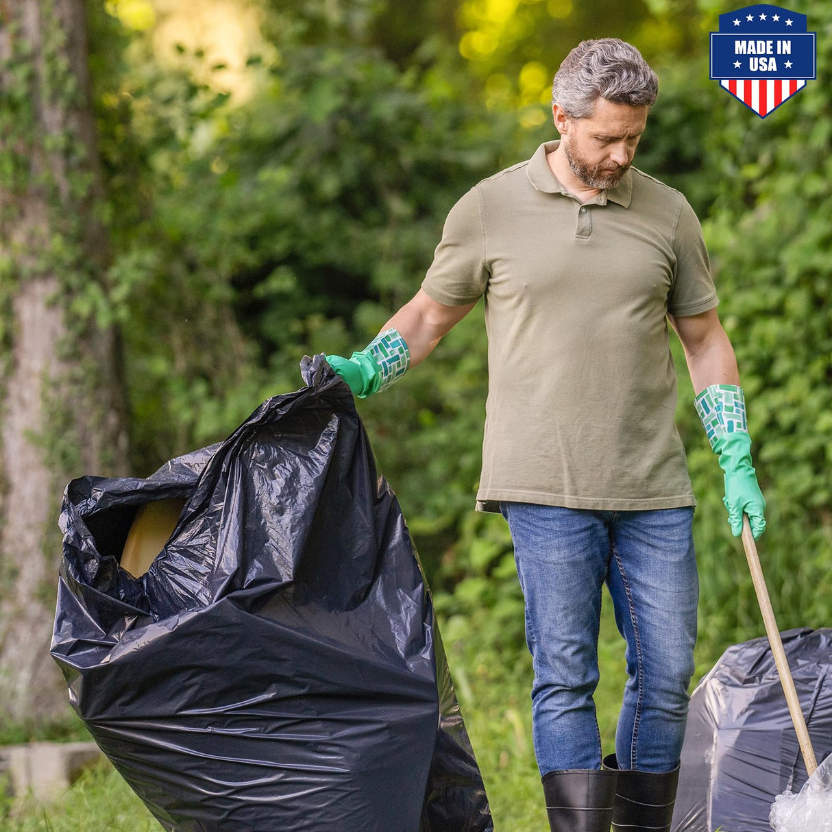 Fuxury 55-60 Gallon Trash Bags 150 Count Black Garbage Bags, 40x54" Extra Large Trash Can Liners, 0.7 Mil Plastic Bags for Serious Garbage Cleanup Home, Yard & Commercial Use, Made in USA