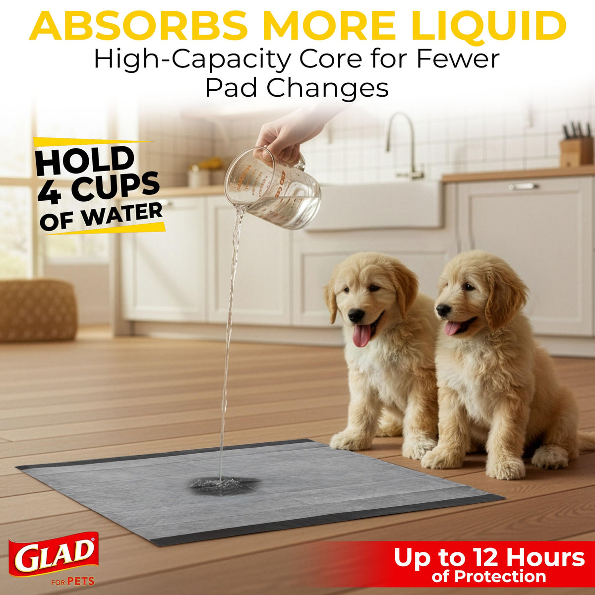 Glad for Pets, Puppy Pads - Activated Carbon, Dog Pee Pads, 100 Count