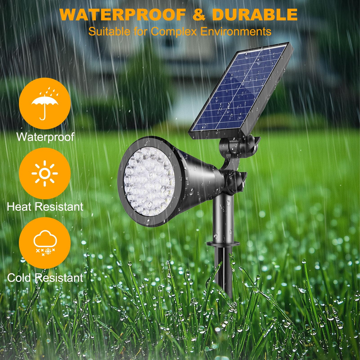 APOMAO Solar Spot Lights Outdoor, 36 LEDs 1000LM Adjustable Solar Lights Outdoor Waterproof, 2-in-1 Solar Powered Spotlights Landscape Lighting for Garden, Yard, Pathway- 4 Pack (Cool White)