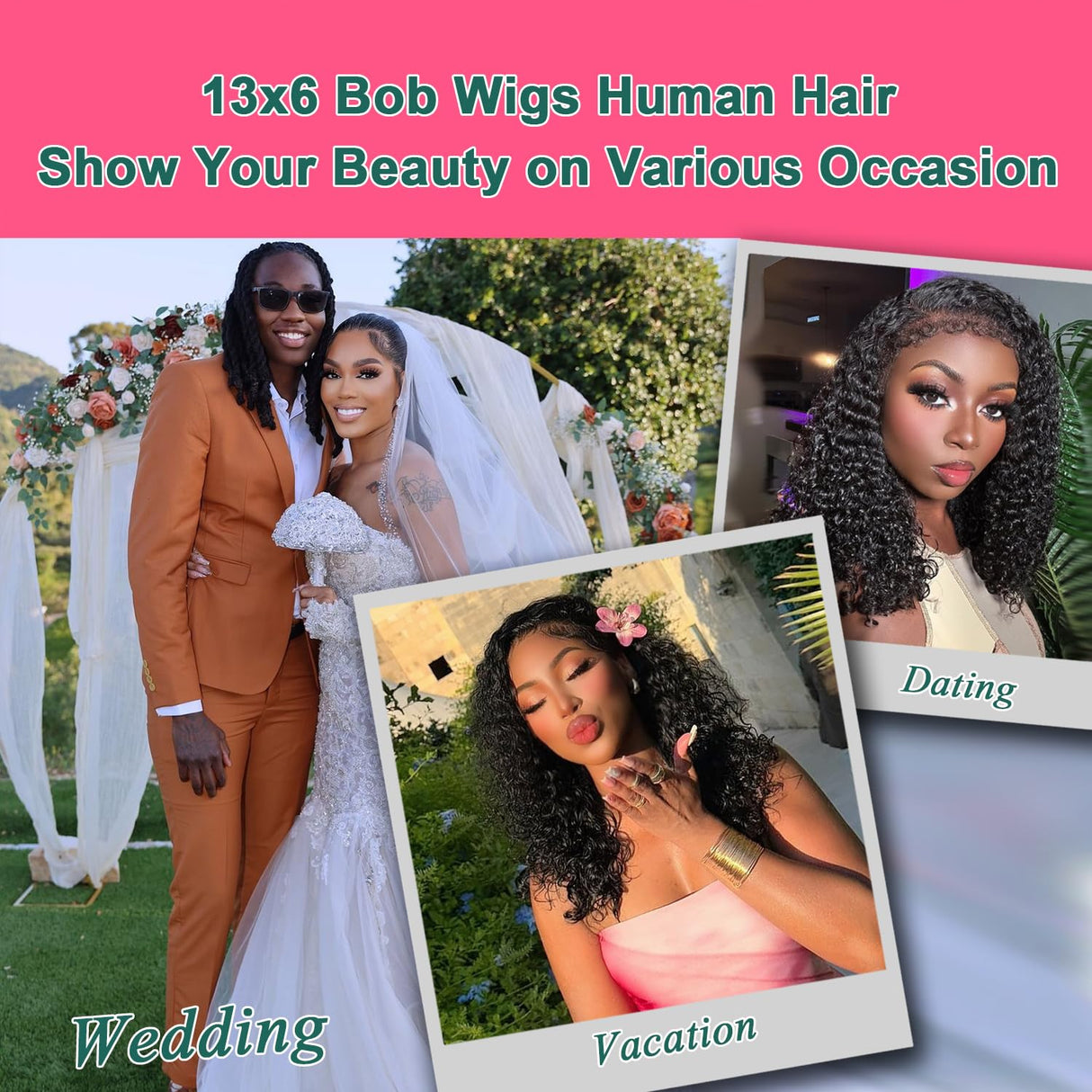 16 Inch Bob Lace Front Wigs Human Hair 13x6 Bob Wig Human Hair Glueless 210 Density HD Deep Wave Lace Front Wigs Human Hair Pre Plucked With Baby Hair Short Wigs For Black Women Curly Human Hair Wig