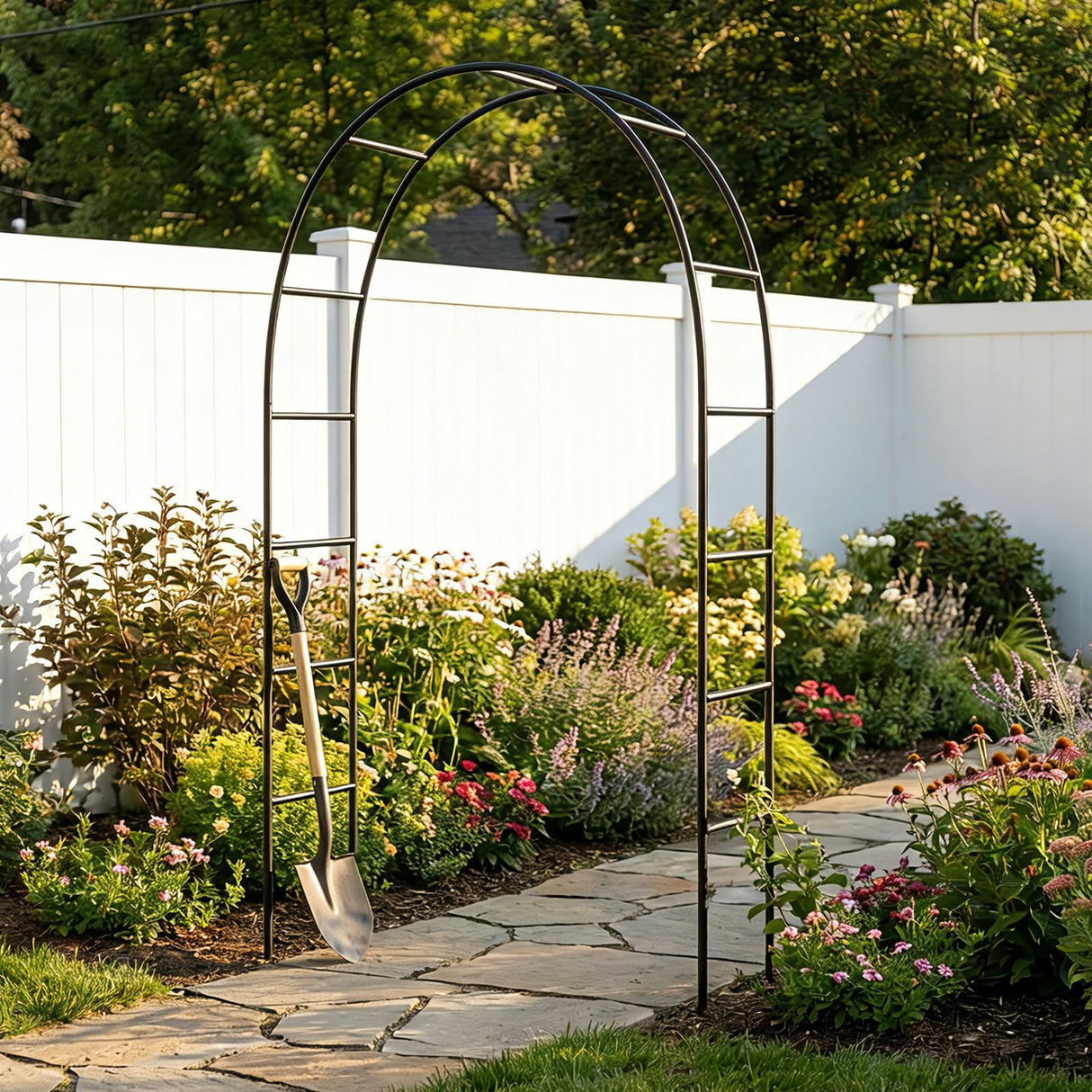 SCENDOR Iron Pergola Arbor Practical, 7.9 Feet High x 4.6 Feet Wide, Assemble Easily for Various Climbing Plant Wedding Garden Arch Bridal Party Decoration Wide Arbor