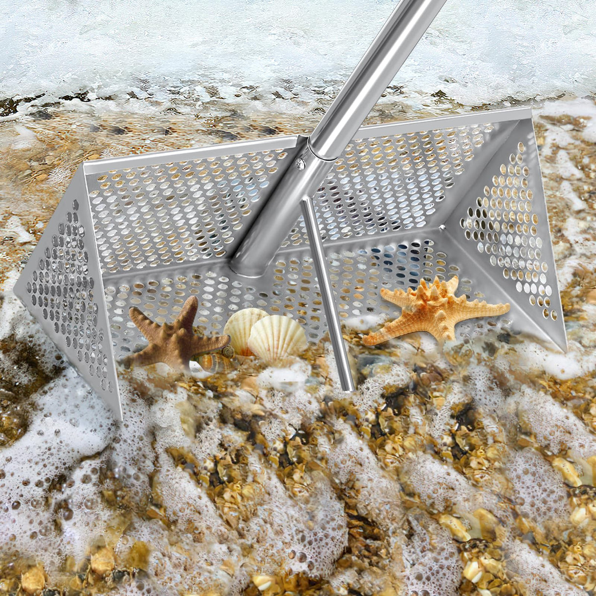 Sand flea rake, 304 Stainless Steel, with Clam Rake, Shovel, 5L Bucket