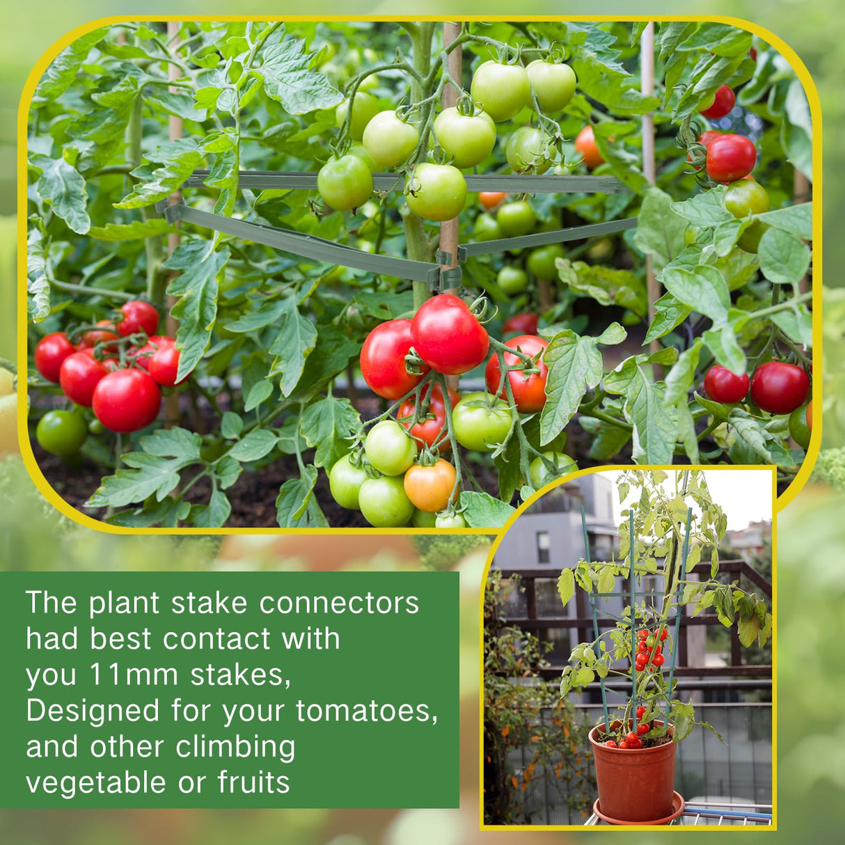 Geelin 200 Pcs Plant Stake Arms for Tomato Cage, 11.8" Expandable Trellis Connectors, 11mm Bayonet Diameter Plant Stakes for Climbing Plants, Tomatoes Stakes, Vegetables