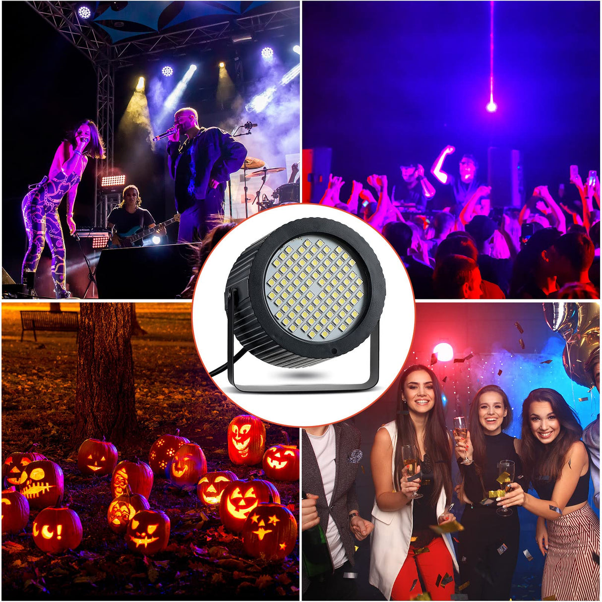 Funtery 2 Pcs Bright Halloween Strobe Light 88 LEDs Flash Party Lighting Sound and Speed Modes Flashing Stage Lights for Christmas Birthday Party Room Dance DJ Bar Karaoke Show Wedding(White)