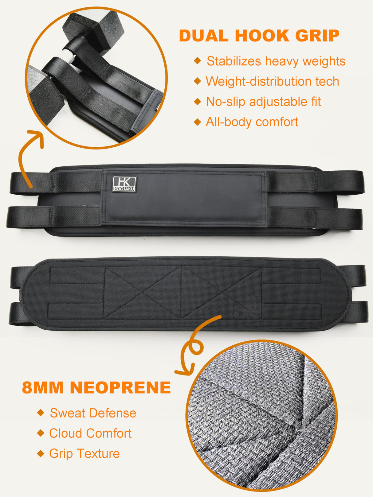 HOOJAKU Hip Thrust Belt, Easy to Use with Dumbbells, Kettlebells, or Plates, Booty Belt for Hip Thrust with Slip-Resistant Padding for the Gym, Home and Workouts