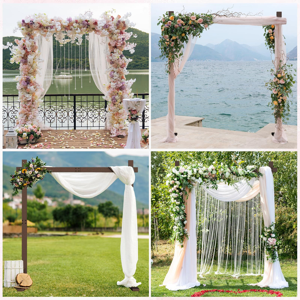 Chamvis 7.48FT Wooden Wedding Arch Frame, Wood Square Arch Backdrop Stand Wedding Arbor for Ceremony and Outdoor Lawn Decorations