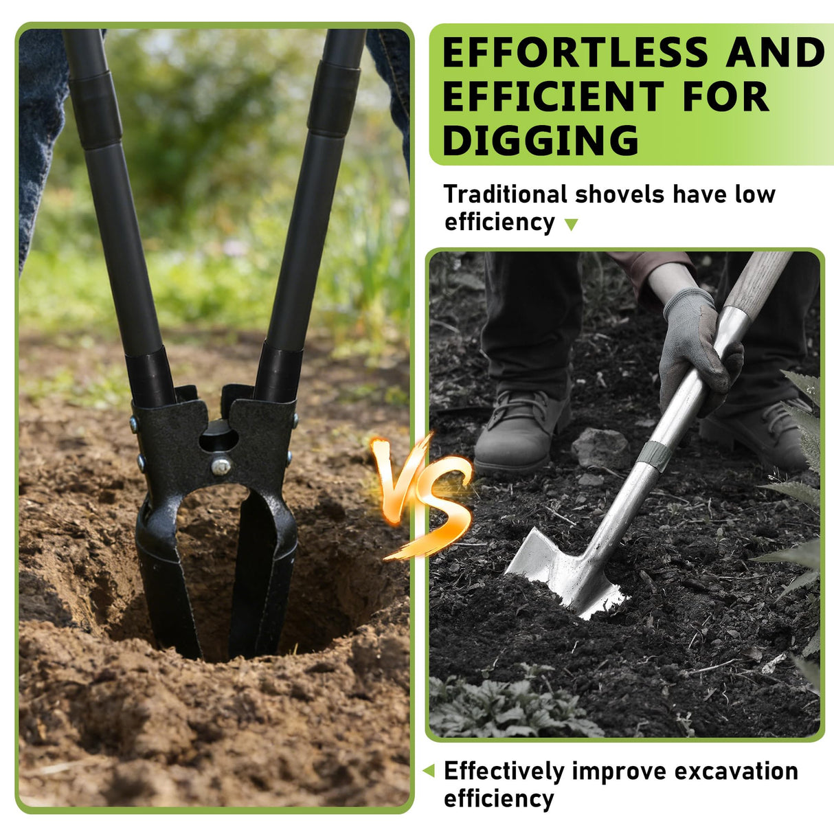 LLARGUEST Post Hole Digger,57 Inch Heavy Duty Metal Hole Digger Tool for Digging,Grey Manual Tool for Transplant, Camping,Gardening.