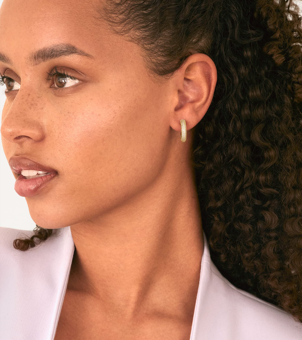 PAVOI CZ Chunky Thick Hoop Earrings for Women, 14K Gold Plated, Yellow Gold