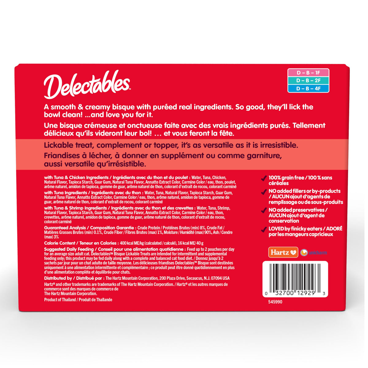 Delectables Lickable Treat Bisque Wet Cat Treat Variety Pack, Food Topper, Hydrating, Grain-Free, No Fillers, No By-Products, No Added Preservatives, 1.4oz Pouch, 30ct