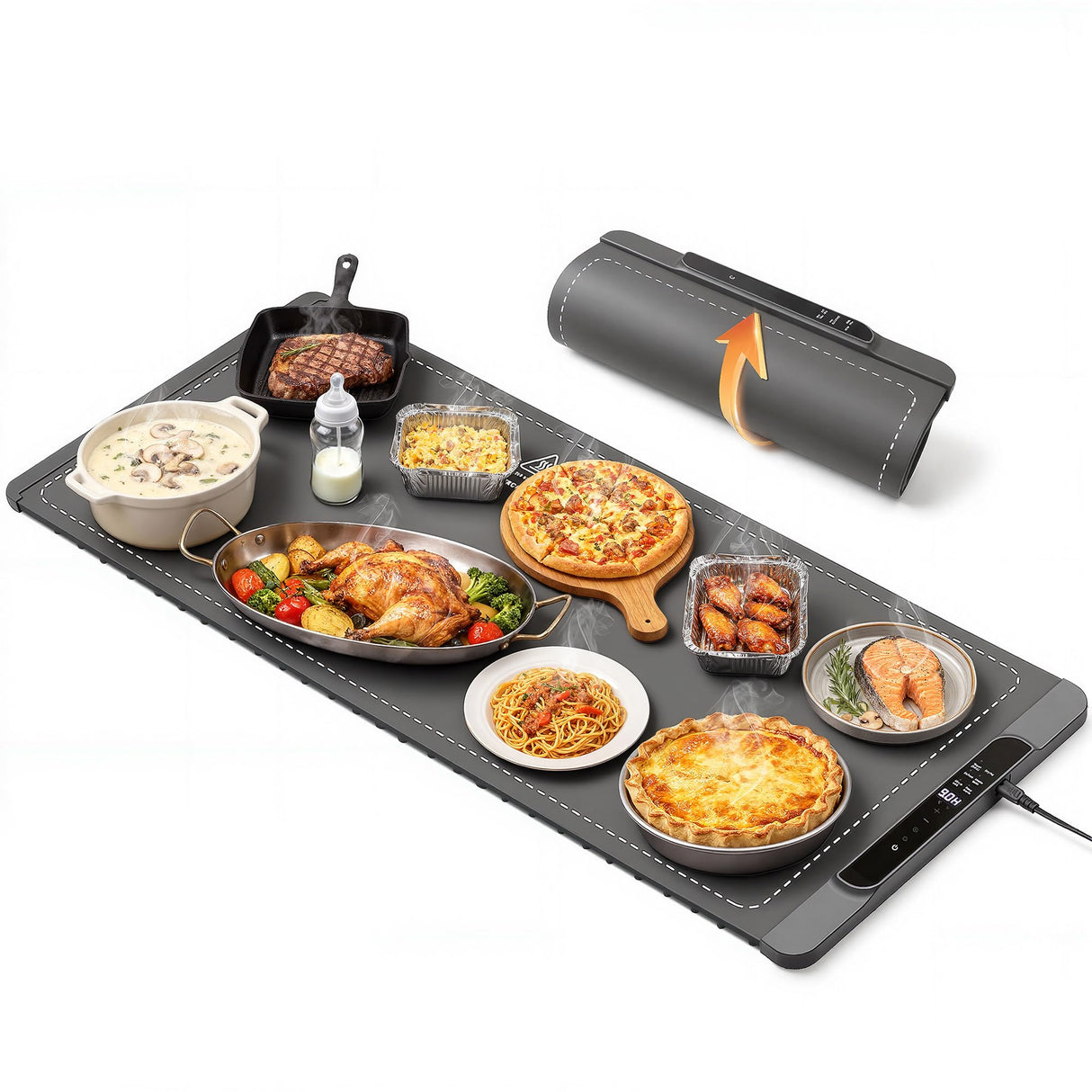Ieuan Warming Mat For Food Extra Large 36"x15", Electric Warming Tray with 14-Level Temp 10-Hour Timer Adjustable Temperature, Food Heating Pad for Dishes, Soup, Family Dinners, and Holiday Gatherings