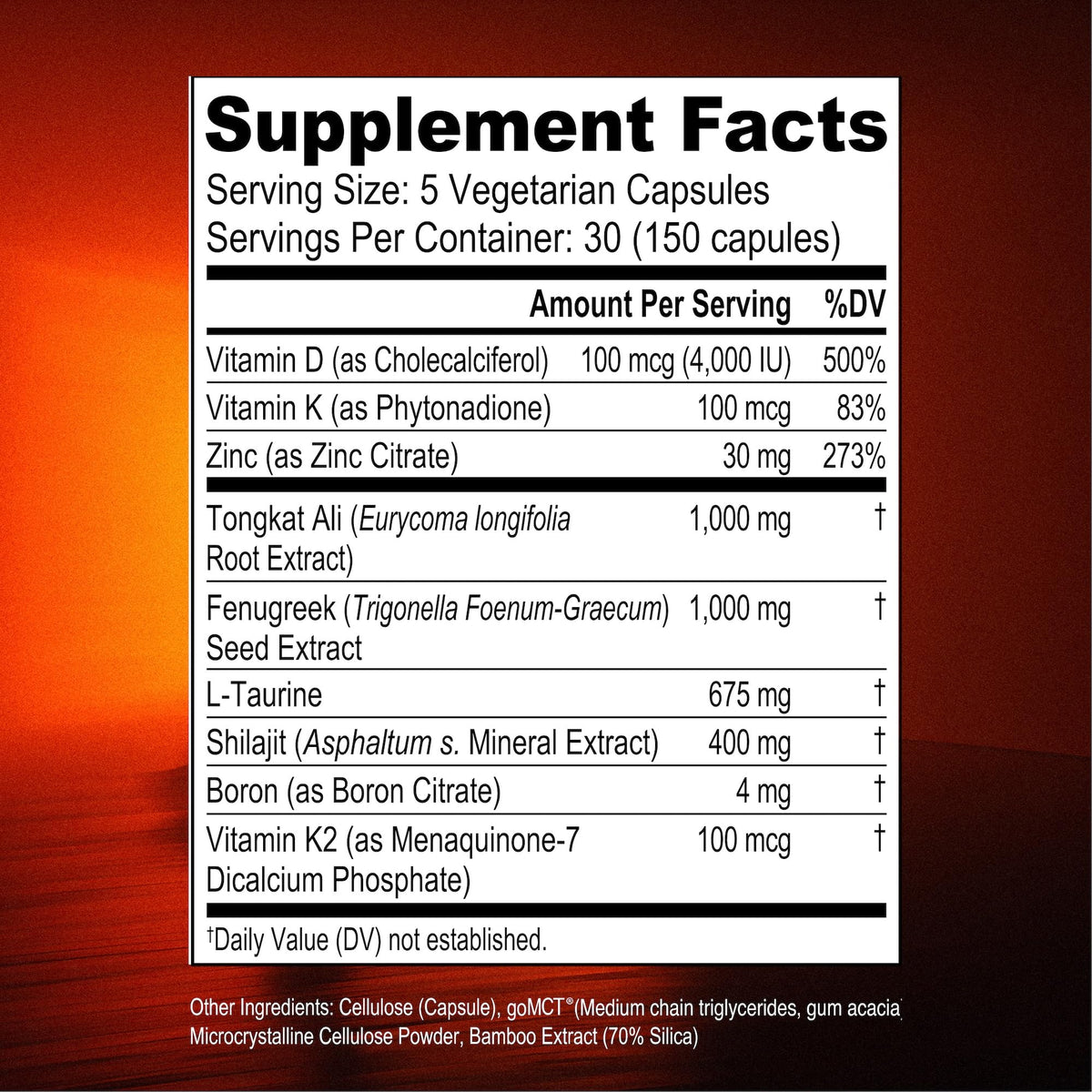 MARS MEN Testosterone Booster for Men - Natural Supplement Premium Tongkat Ali, Fenugreek, Shilajit & Boron - Male Support - Libido, Energy & Muscle Growth Support - 30 Servings (150 Caps)