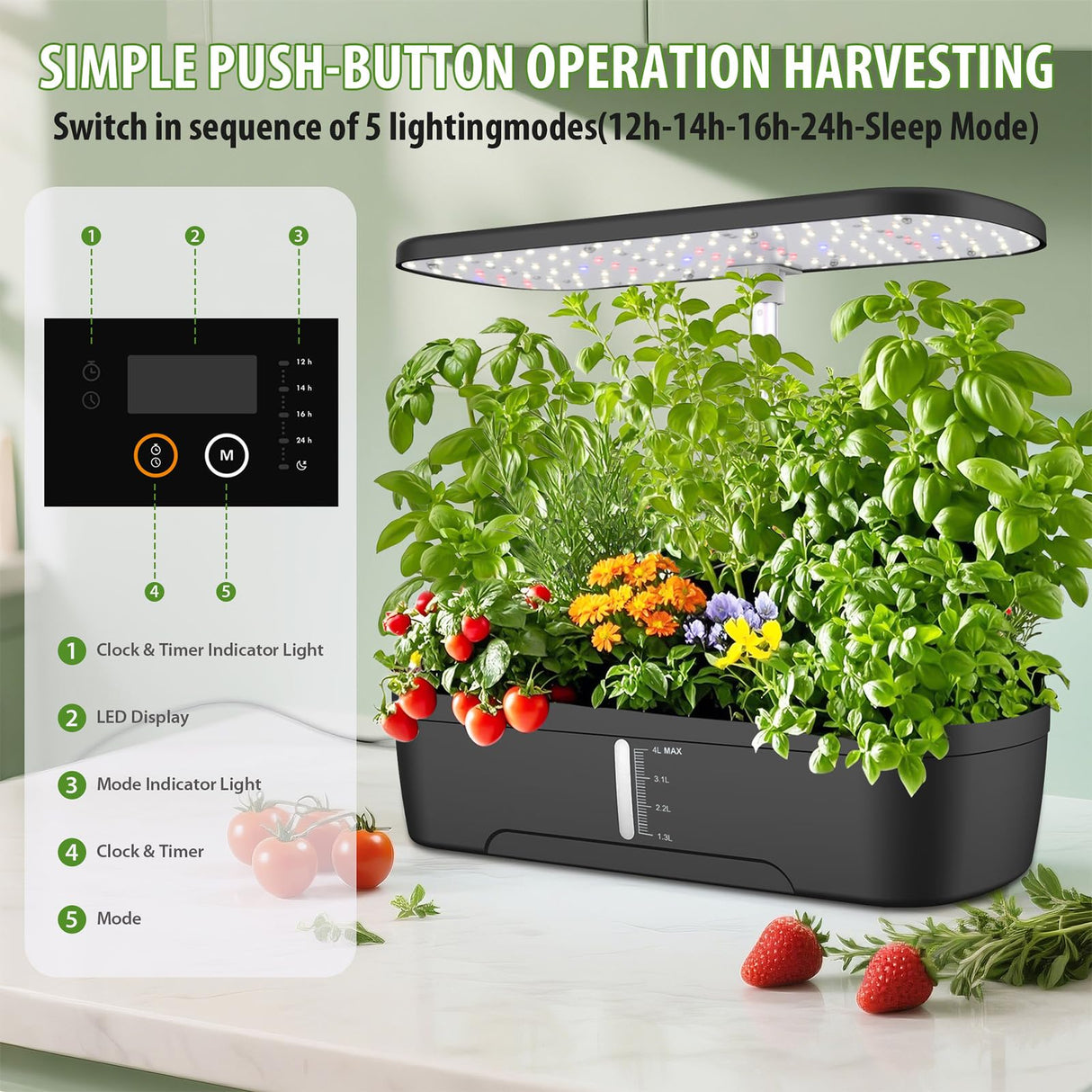52 Pods Smart Hydroponics Growing System Indoor Herb Garden with Auto Timer