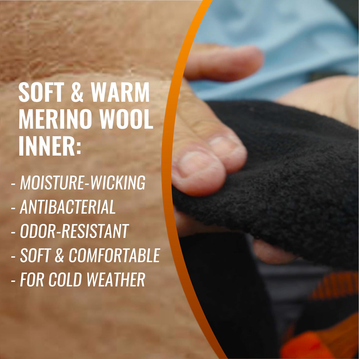 LEAKDRY Waterproof Merino Wool Touchscreen Gloves,3-Layer Inusulated Thermal Winter Gloves,Windproof for Hiking Skiing Unisex (Black, L)