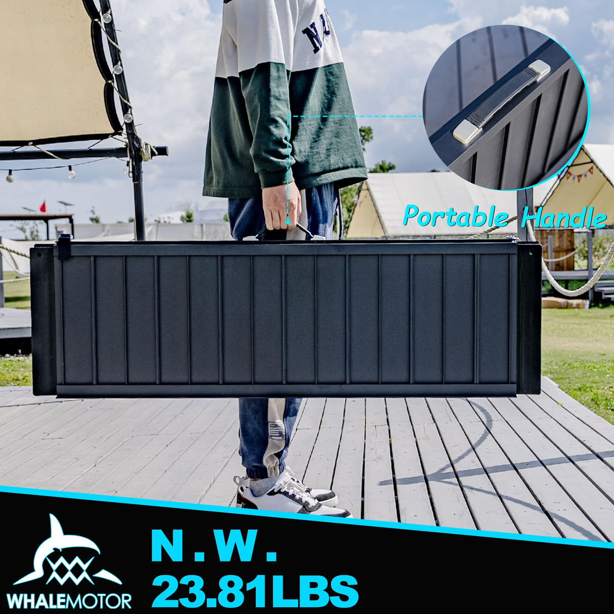 WHALEMOTOR Black Portable Wheelchair Ramp, 4FT No-sew Non-Slip Aluminum Wheelchair Ramp, Folding Portable Wheelchair Ramps for Home, Weight Capacity Up to 600 LBS
