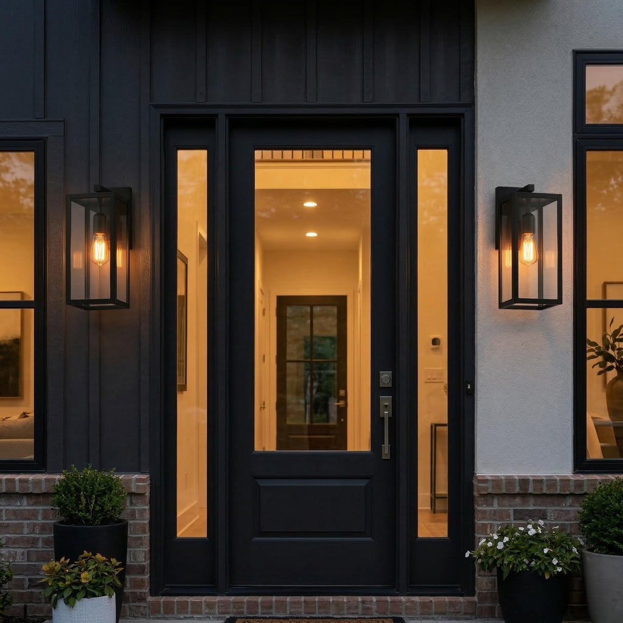 Globe Electric 44176 1-Light Outdoor/Indoor Wall Sconce, Matte Black Finish, Clear Glass Shade, Weather-Resistant Modern Exterior Light