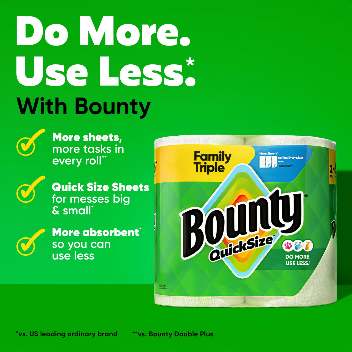 Bounty Paper Towels Quick Size, White, 16 Family Rolls = 40 Regular Rolls (Packaging May Vary)